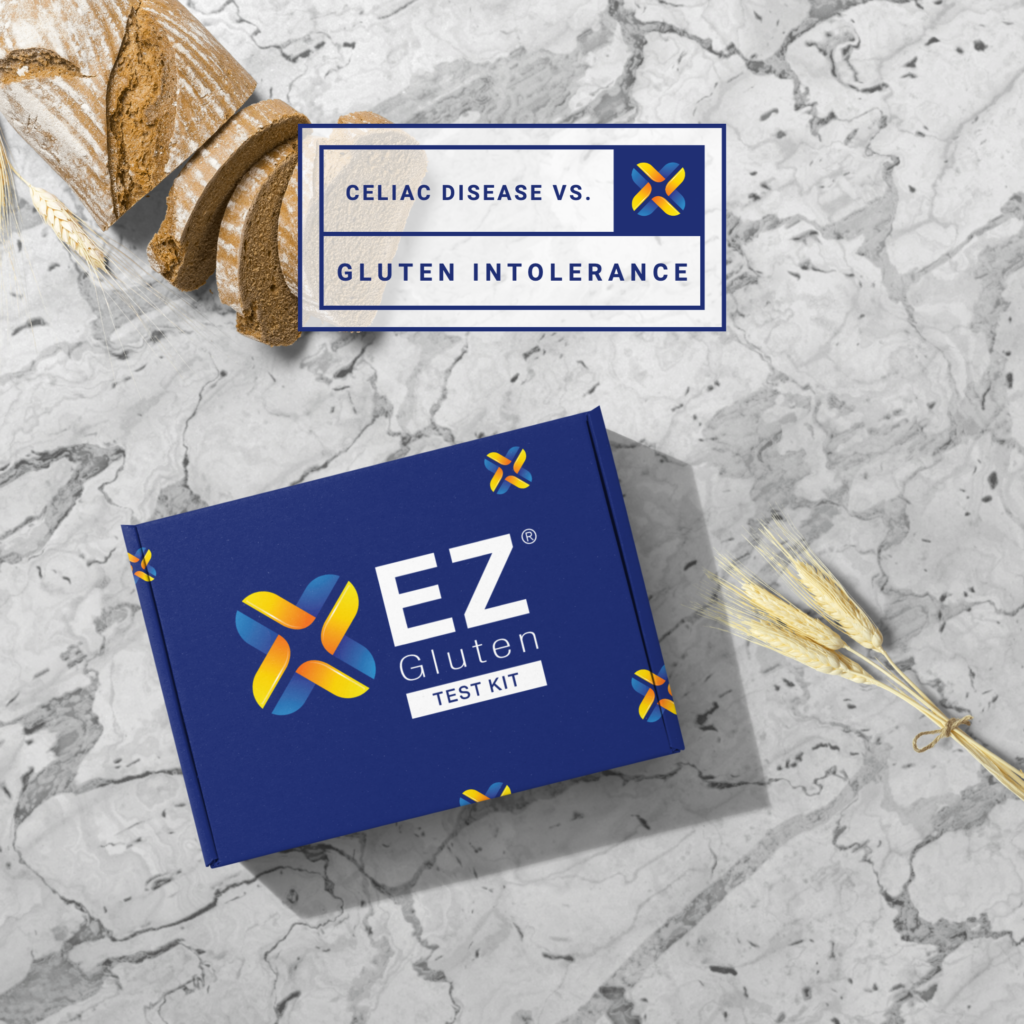 blog about celiac disease and gluten intolerance from ez gluten mockup with box